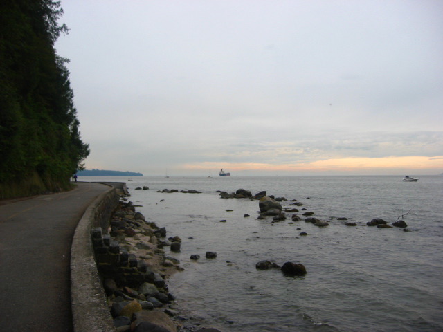 A view from Stanley Park of waters leading to the Pacific